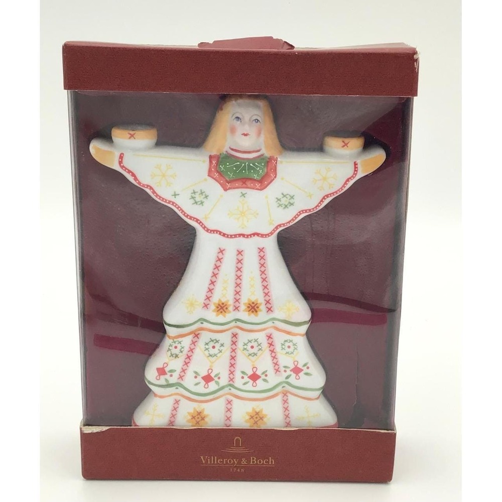 Villeroy & Boch Lucia's Chor Porcelain Christmas Angel Candle Holder Folk Art
